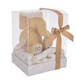 Set cadou pentru copii patura 90x75 cm + jucarie elefant 20 cm, Box Star W-Elephant, Bizzotto, plus/poliester, bej/alb