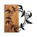 Decoratiune de perete, Spiral Birds 1, Lemn/metal, Dimensiune: 58 x 58 cm, Nuc / Negru