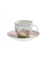 Set 4 cesti cu farfurie pentru cafea, Nonna Rosa S, Brandani, 90 ml, portelan