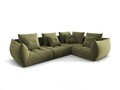 Coltar modular dreapta 3 locuri, Bloom-184, Micadoni Home, 316x216x95 cm, catifea, verde deschis