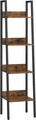 Biblioteca cu 4 rafturi Vasagle Ladder, 33.8x30x140 cm, PAL/otel, maro/rustic