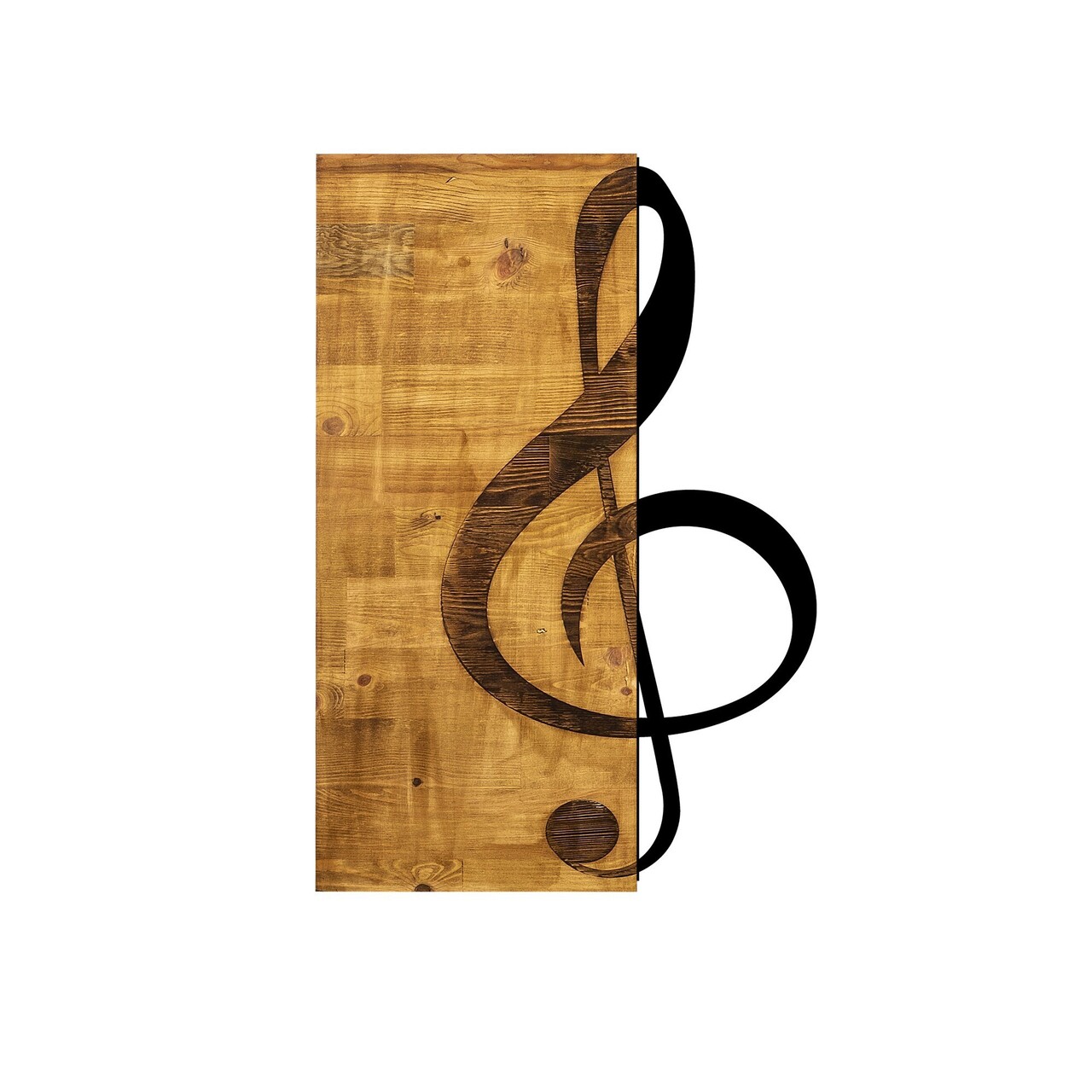 Decoratiune de perete, Treble Clef, 50% lemn/50% metal, Dimensiune: 39 x 58 cm, Nuc / Negru - 1 | YEO