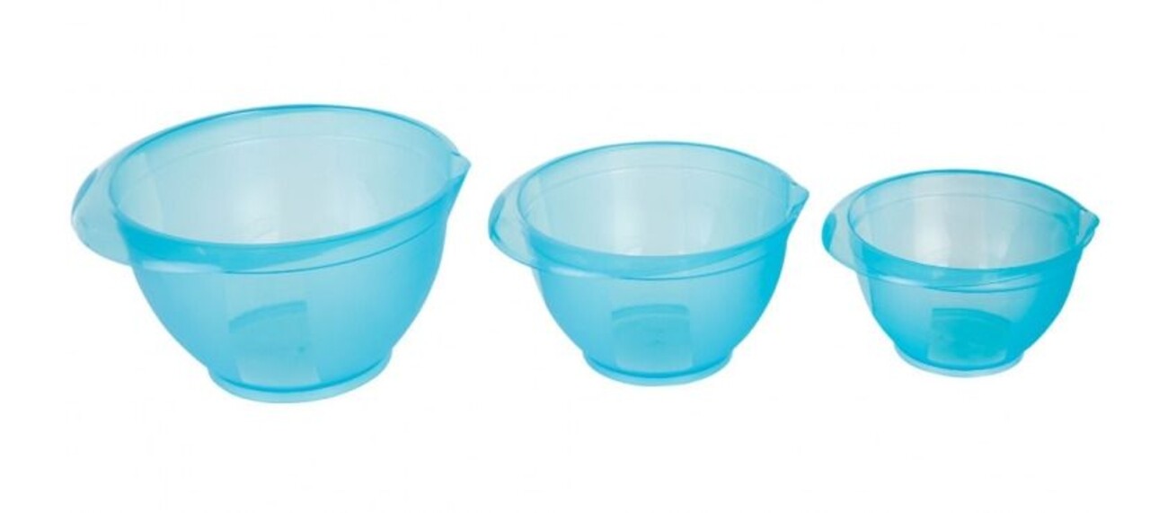 Set 3 Boluri De Mixare Domotti, 1L, 2L, 3L, Plastic, Albastru