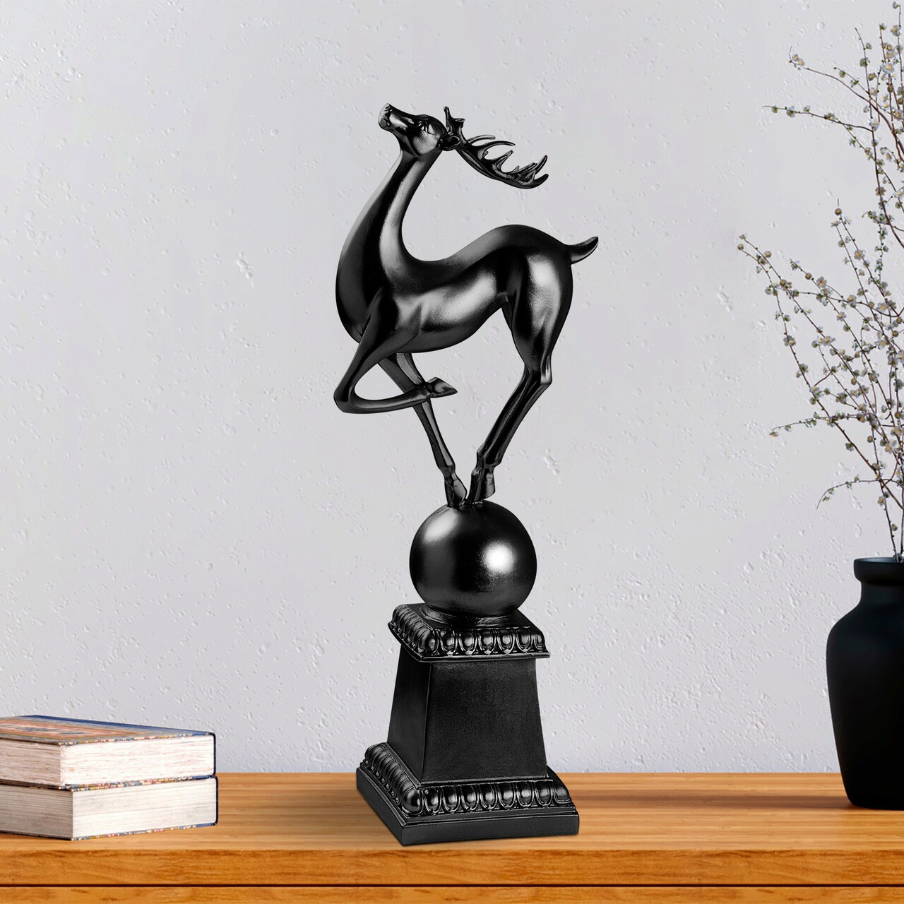 Decoratiune, Deer Pose, 15x57x21 cm, Poliester, Negru - 2 | YEO