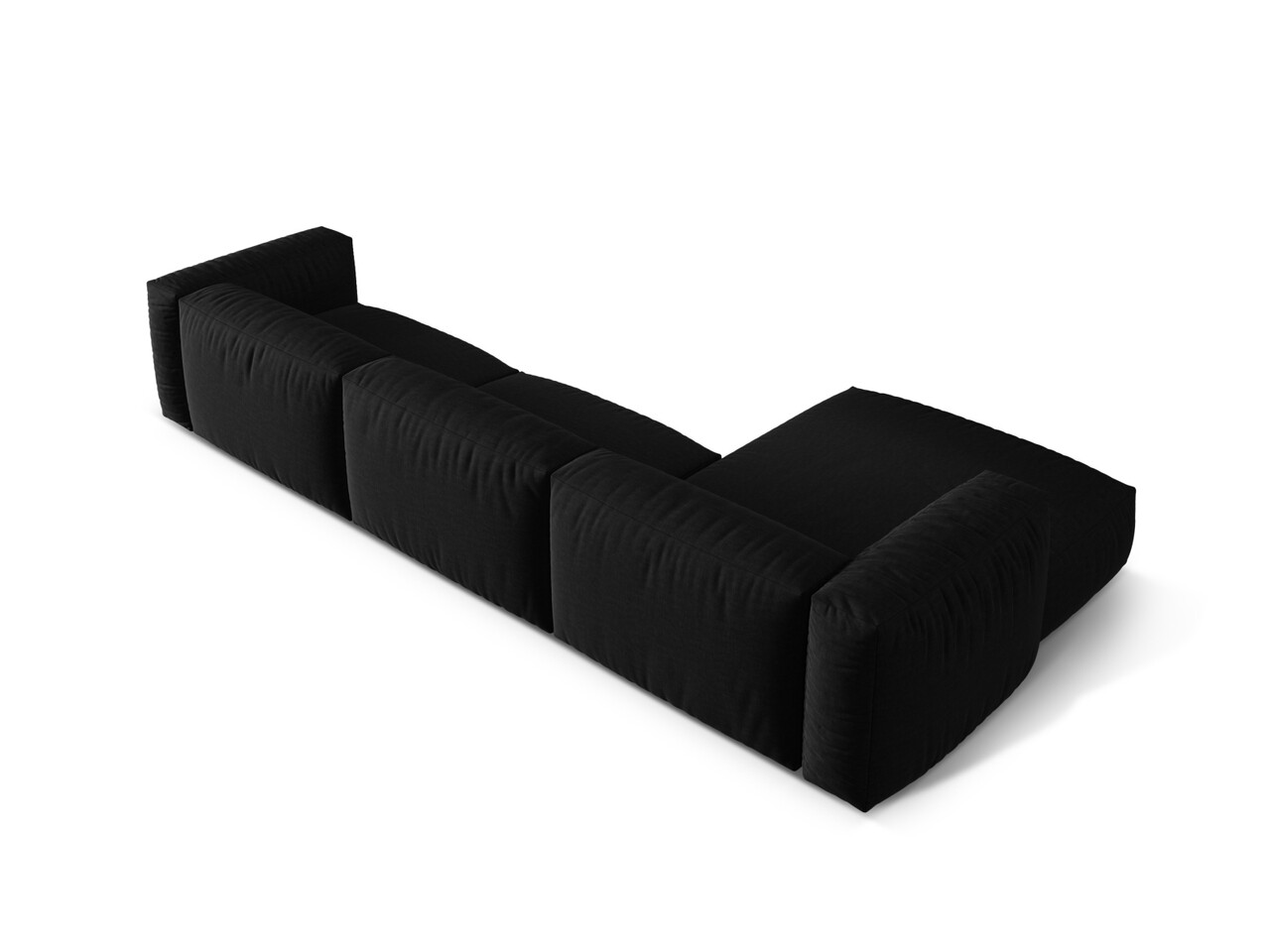 Coltar modular stanga 3 locuri, Martina-169, Micadoni Home, 332x176x75 cm, tesatura structurata catifelata, negru - 1 | YEO