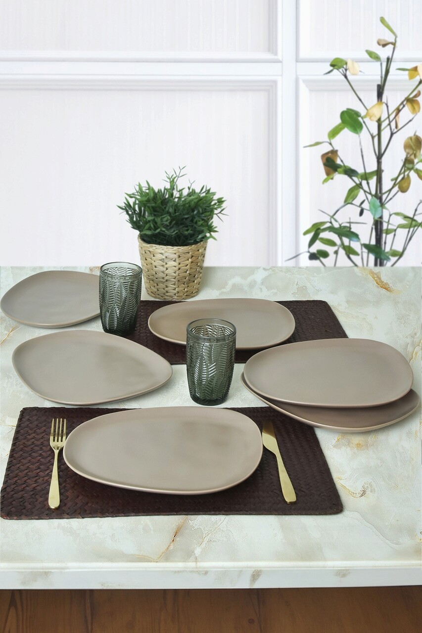 Set platouri pentru servire, Keramika, 275KRM2211, 100% CERAMICA / , Nu absoarbe apa, Taupe Mat