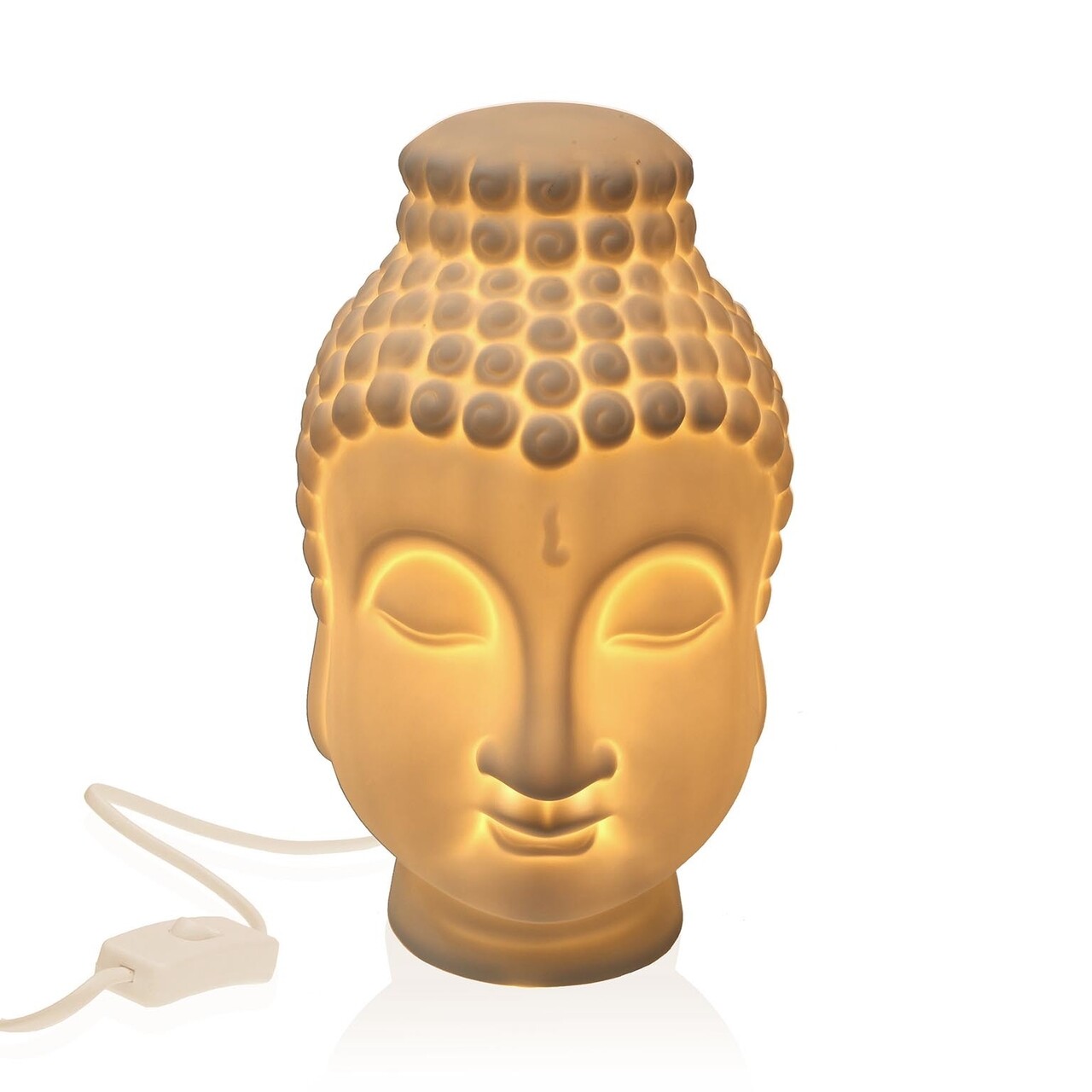 Lampa De Masa Gautama Buddha, Versa, 15.5 X 15 X 25.5 Cm, 1 X E14, Portelan