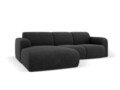 Coltar stanga 4 locuri, Molino-140, Micadoni Home, 250x170x72 cm, tesatura chenille din poliester, negru