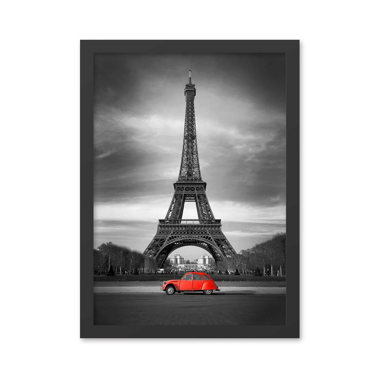 Tablou decorativ, Eiffel Tower (40 x 55), MDF , Polistiren, Negru/Rosu - 1 | YEO