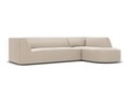 Coltar dreapta 4 locuri, Ruby, Micadoni Home, BL, forma rotunjita, 273x180x69 cm, catifea, bej