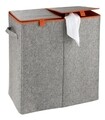 Cos pentru rufe, Wenko, Duo Felt Orange, 2 compartimente, 82 L, poliester/polipropilena, gri/portocaliu