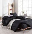 Lenjerie de pat dubla king size, EnLora Home, 162ELR68458, 3 piese, amestec bumbac, negru