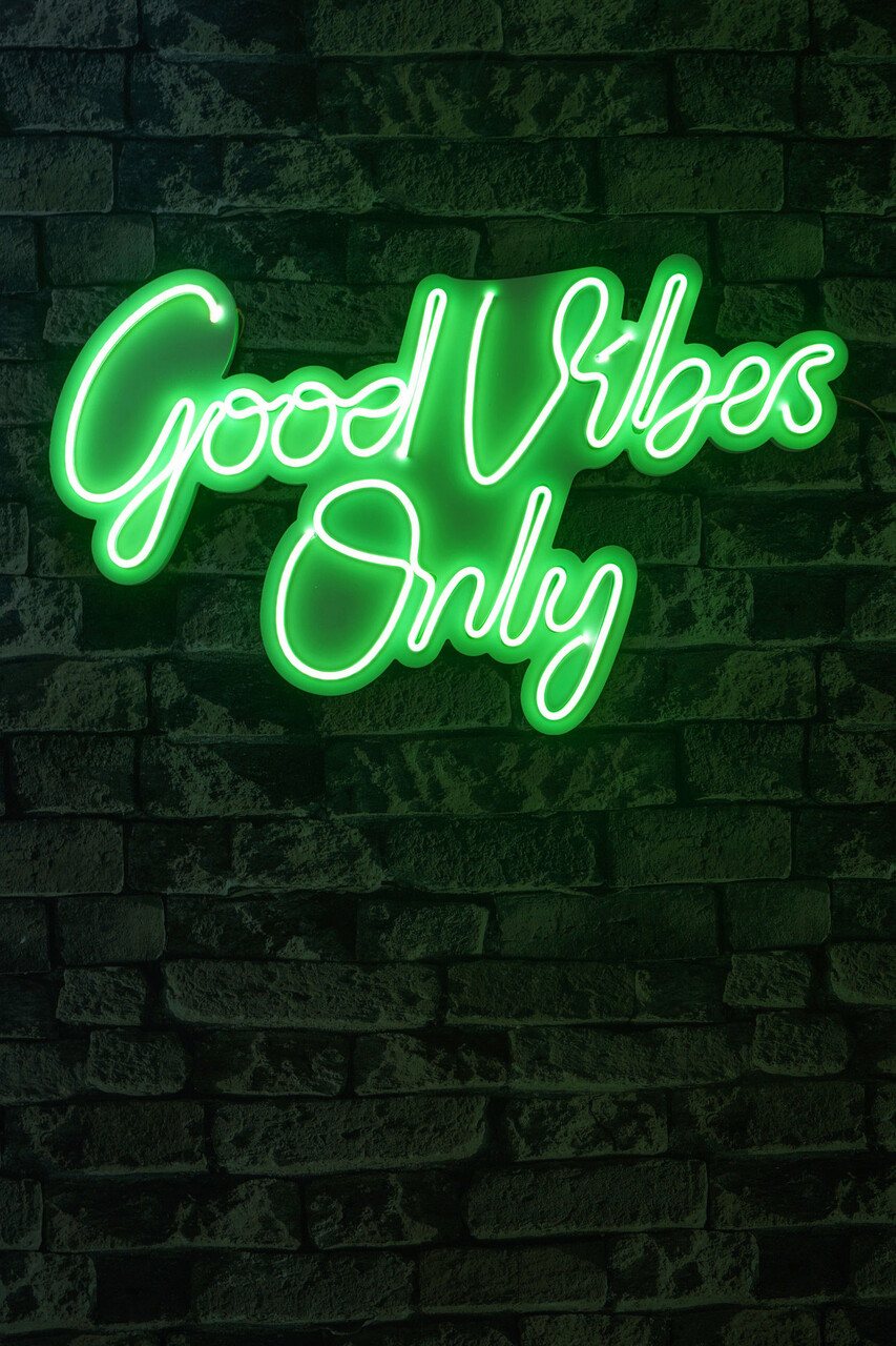 Decoratiune luminoasa LED, Good Vibes Only 2, Benzi flexibile de neon, DC 12 V, Verde - 1 | YEO