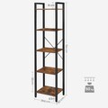 Corp biblioteca cu 5 rafturi Vasagle, 40 x 30 x 154 cm, PAL/otel, maro rustic