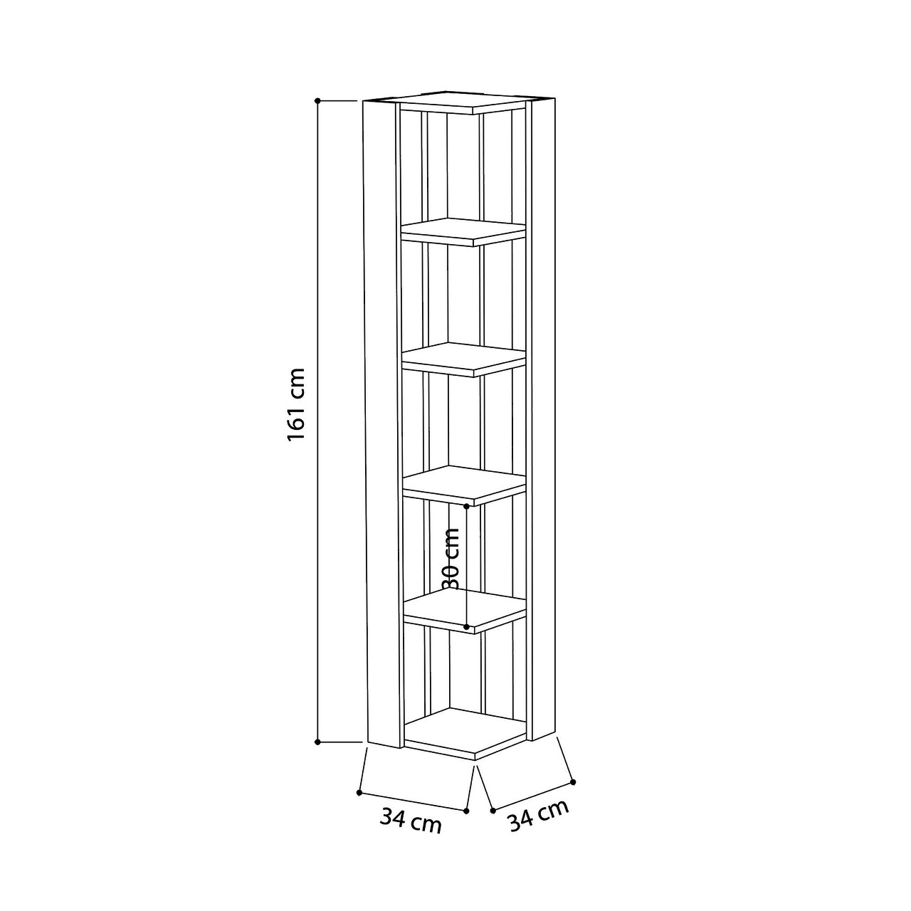 Biblioteca Nati, Decortie, 34x34x161 cm, alb - 2 | YEO