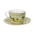 Set 2 cesti cu farfurie pentru ceai Limoni, Brandani, 100 ml, portelan New Bone China