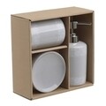 Set de baie InArt, 3 piese, ceramica, gri/alb