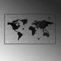 Decoratiune de perete, World Map 16, Metal, Dimensiune: 120 x 70 cm, Negru