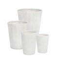 Set ghivece pentru exterior 4 piese Ribbed, Bizzotto, Ø44 x 55 cm, fibra de sticla si argila, alb