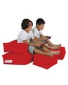 Set fotoliu dublu si 2 taburete pentru copii, Bean Bag, Ferndale, 100x50x40 cm, poliester impermeabil, rosu