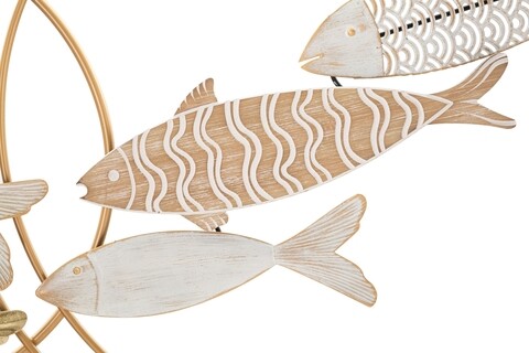 Decoratiune pentru perete, Mauro Ferretti, Fishy, 142.9 x 5 x 61.6 cm, fier/mdf, multicolor