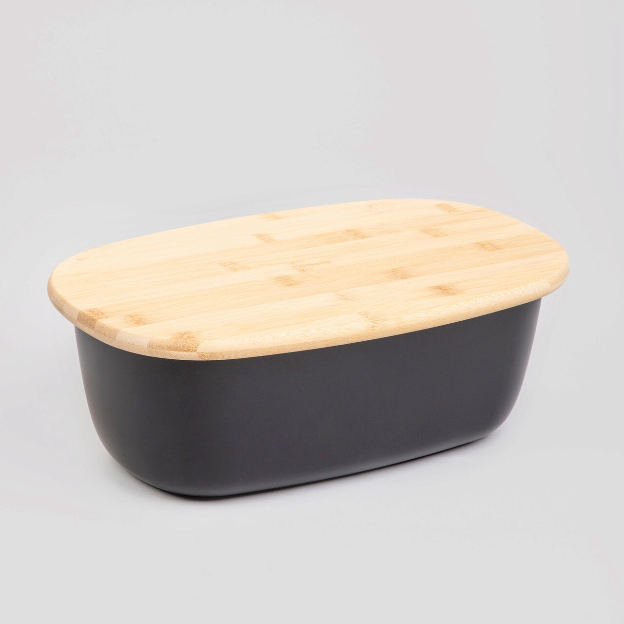 Cutie pentru paine Nores, Homla, 37x22x14 cm, plastic/lemn, negru/natur