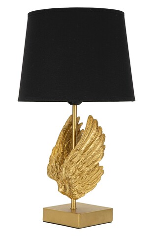 Lampa de masa, Wings, Mauro Ferretti, 1 x E27, 40W, Ø25 x 45 cm, fier/polirasina/textil, auriu/negru