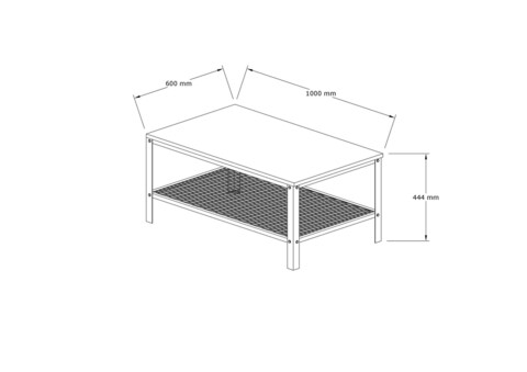 Masuta de cafea, Puqa Design, Gold Wooden , 100x43x60 cm, PAL, Safir / Negru