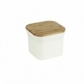 Cutie pentru alimente Bamboo, Jocca, 11.6 x 11.6 x 9.6 cm, bambus, alb/natur