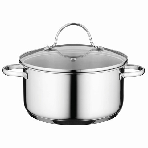 Cratita cu capac BergHOFF, Essentials Comfort, Ø 18 cm, 2.2 L, inox 18/10, capac din sticla