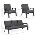 Set mobilier pentru gradina/terasa 3 piese Truman, Bizzotto, aluminiu/tesatura ofelin, gri carbune