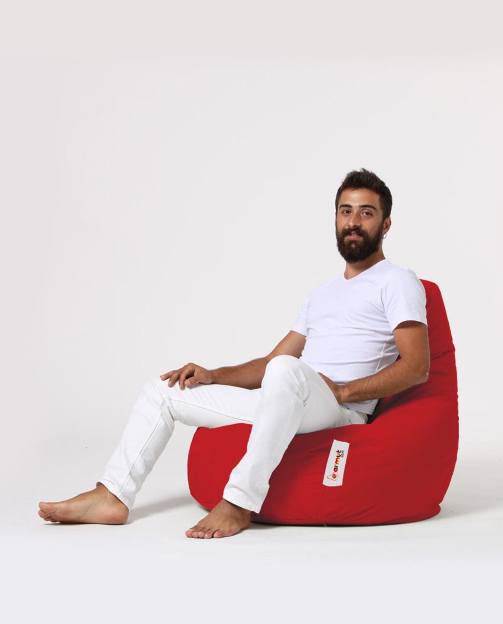 Fotoliu puf, Bean Bag, Ferndale Drop L, 80 x 80 cm, poliester impermeabil, rosu - 1 | YEO