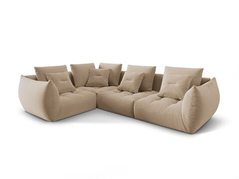 Coltar modular stanga 3 locuri, Bloom-184, Micadoni Home, 316x216x95 cm, catifea, bej sand