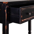 Consola cu 1 sertar Antique Black, Creaciones Meng, 112x38x82 cm, lemn de brad, negru antic