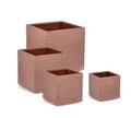 Set ghivece pentru exterior 4 piese Tressage, Bizzotto, 43.5 x 43.5 x 44 cm, fibra de sticla si argila, teracota