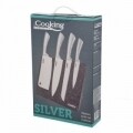 Set 4 cutite cu suport magnetic Silver, Cooking by Heinner, inox/lemn, gri carbon