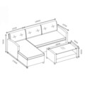 Set mobilier gradina/terasa, coltar 2 piese + masuta, Asther, L.207 l.119 H.76 cm, otel, gri