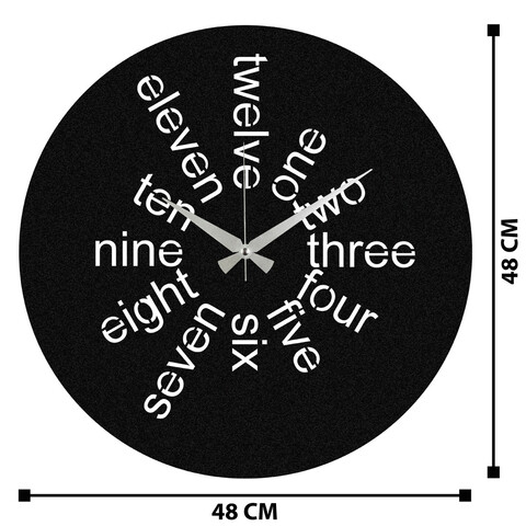 Ceas de perete, Hati, Metal, Dimensiune: 48 x 48 cm, Negru