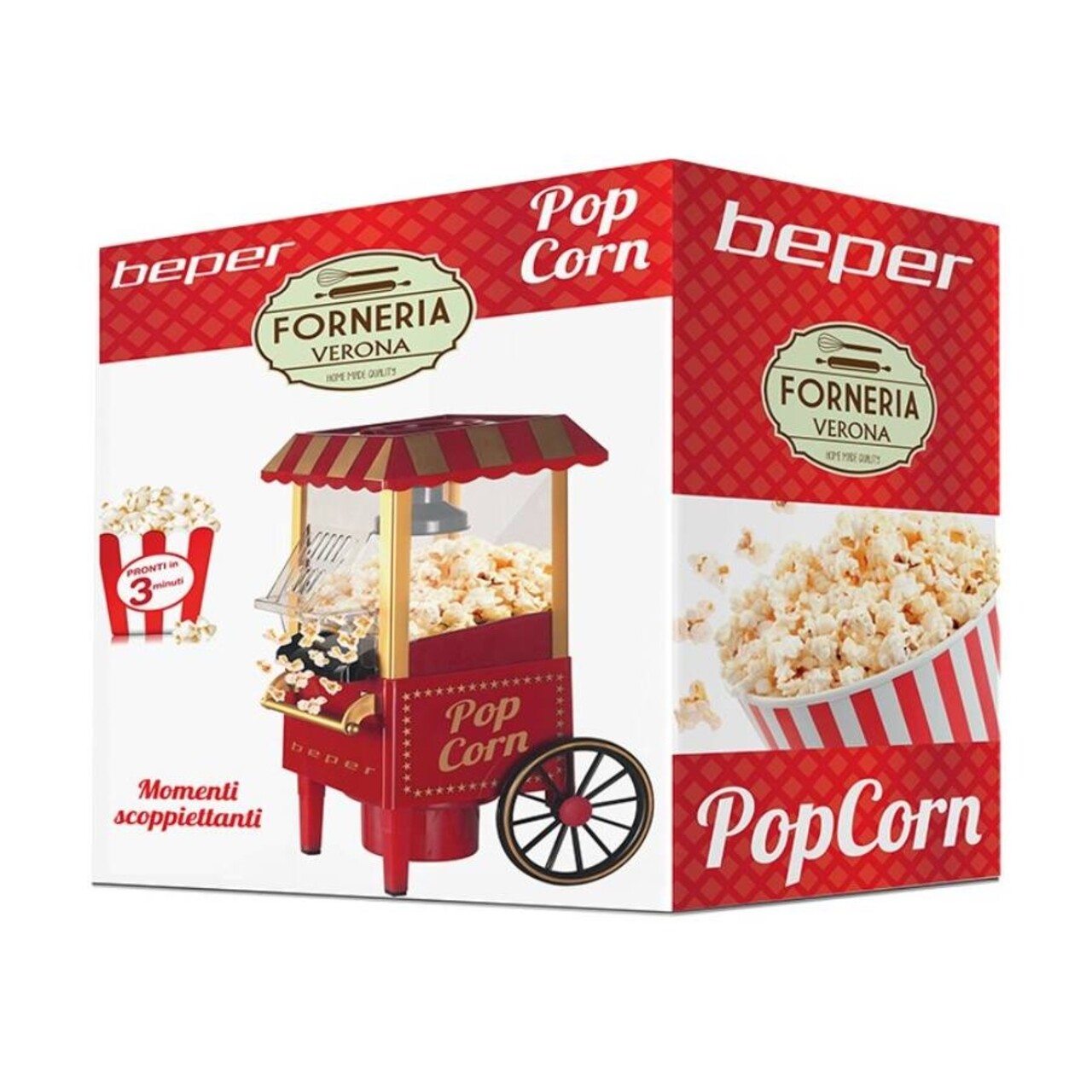 Aparat pentru popcorn BT.651Y, Beper, 1500 W, retro anii '50 - 1 | YEO