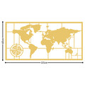 Decoratiune de perete, World Map Metal Decor 7, Metal, Dimensiune: 121 x 60 cm, Auriu