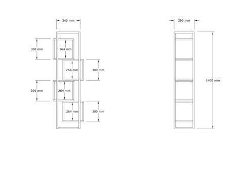 Corp biblioteca, Asse Home, Rabant, 44x140x29 cm, Alb