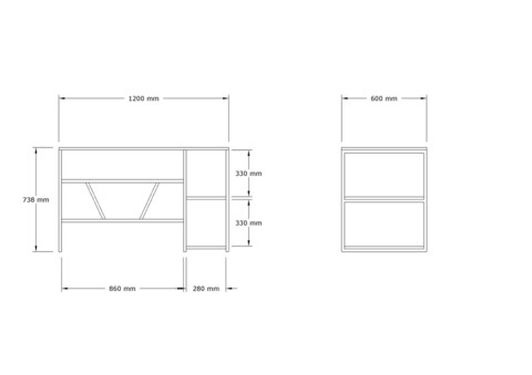 Birou, Asse Home, Caste , 120x74x60 cm, Alb