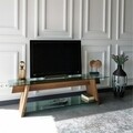 Comoda TV Neostill TV202, 158 x 40 x 45 cm, walnut/verde