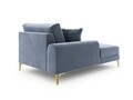 Sezlong living stanga, Madara, Mazzini Sofas, gold legs, 102x182x90 cm, catifea, albastru deschis