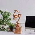 Decoratiune, Deer Pose, 15x57x21 cm, Poliester, Bronz