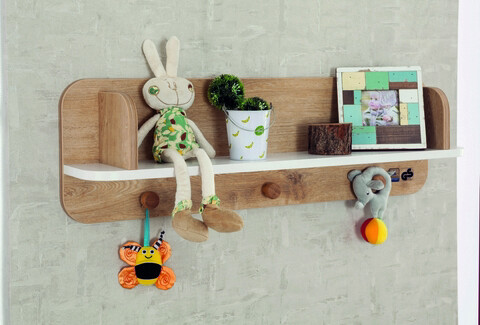 Raft de perete, Çilek, Natura Baby Hanger Shelf, 82x25x15cm, Multicolor