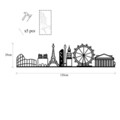 Decoratiune de perete, European Cities Skyline, Metal, Dimensiune: 120 x 29 cm, Negru