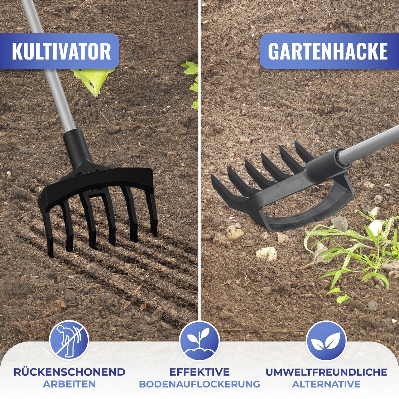 Sapa De Gradina Si Cultivator 2 In 1 Maximex, Garden, 17x71 Cm, Otel, Negru/gri