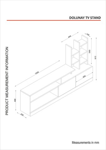 Mobilier pentru living Dolunay, Furny Home, 164.4x25x91.3 cm, alb