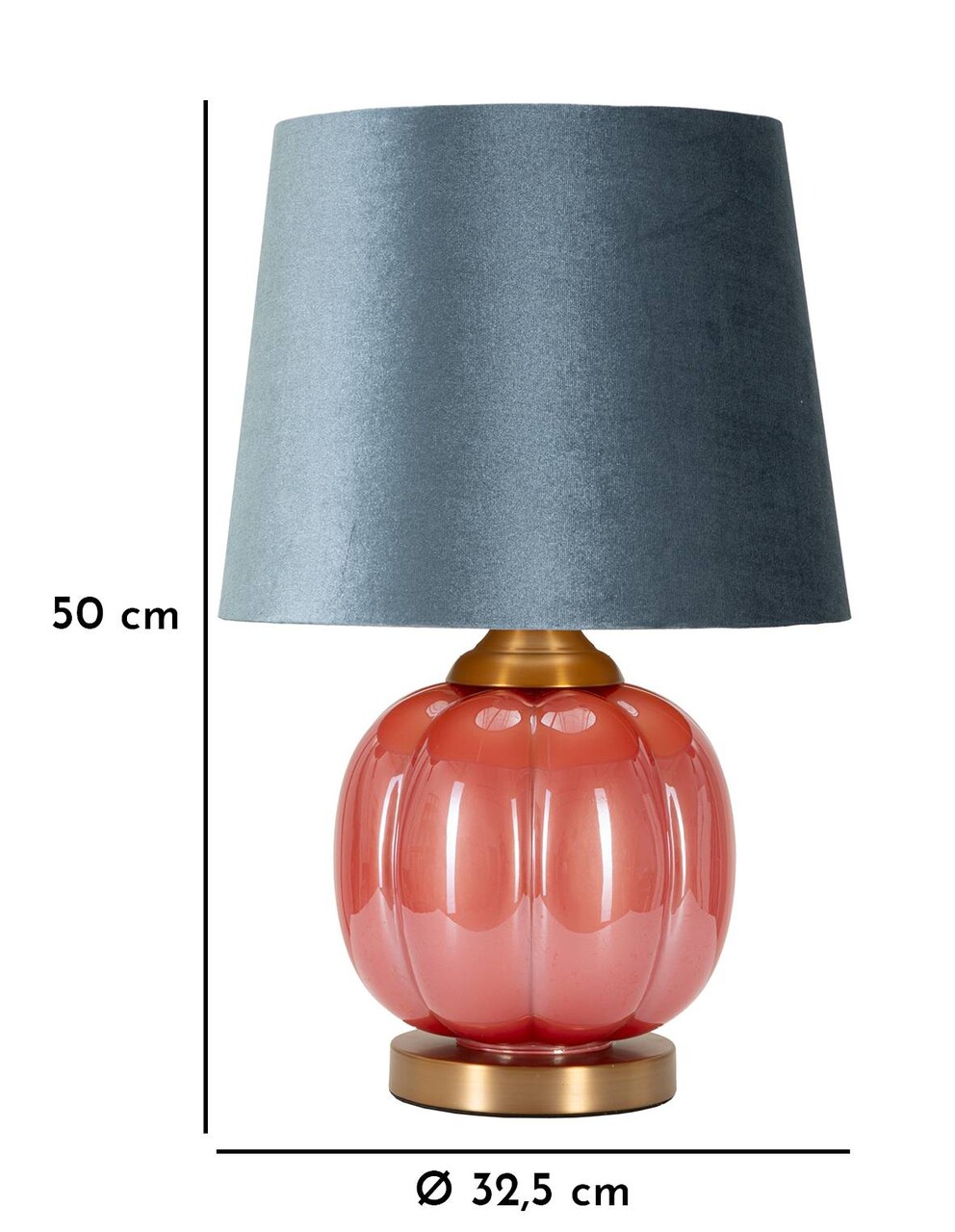 Lampa de masa Helene, Mauro Ferretti, 1 x E27, 40W, 32.5x50 cm, sticla/fier/catifea, rosu/albastru